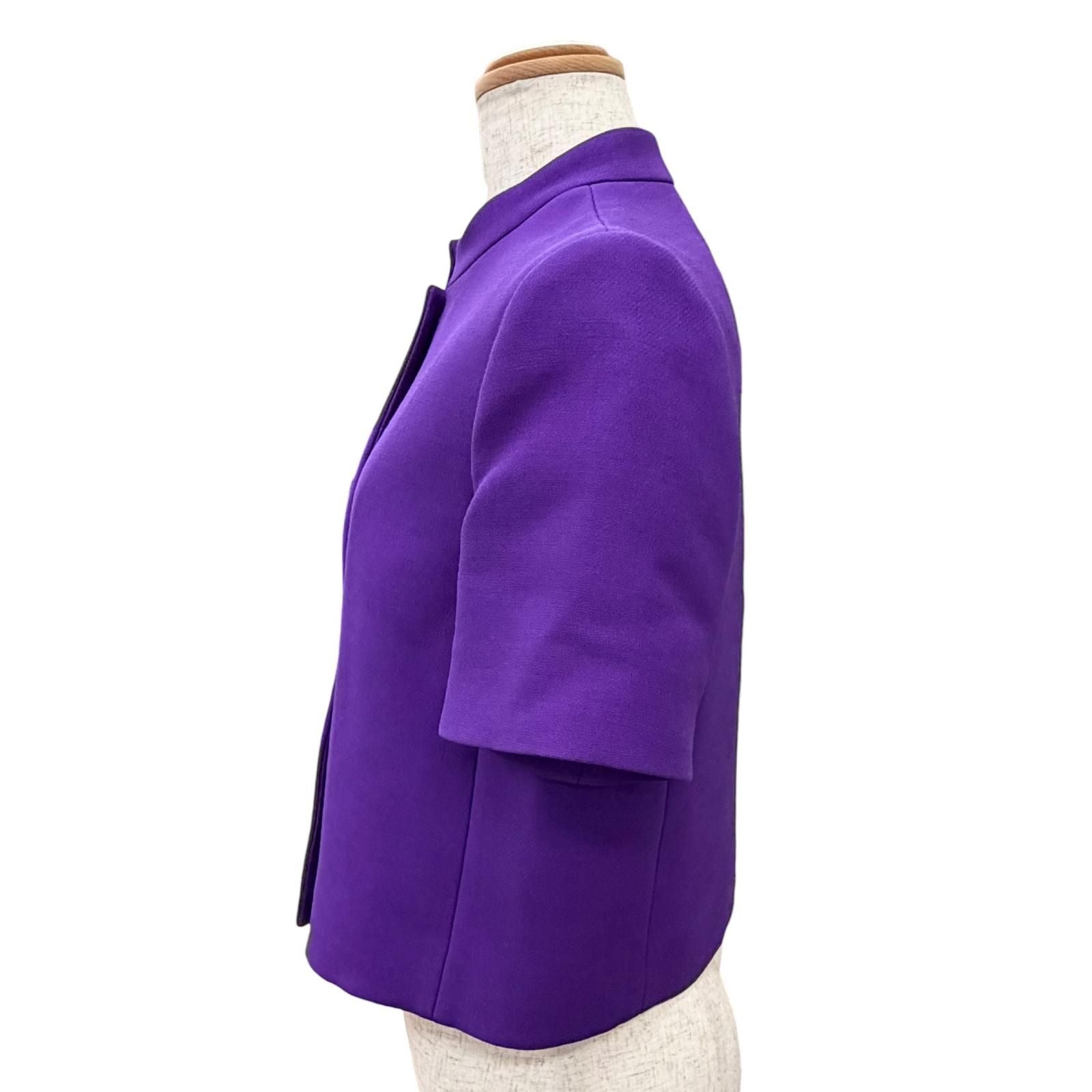 Dior Silk Blend Logo Button Stand Color Short Sleeve Jacket 40 — view 3