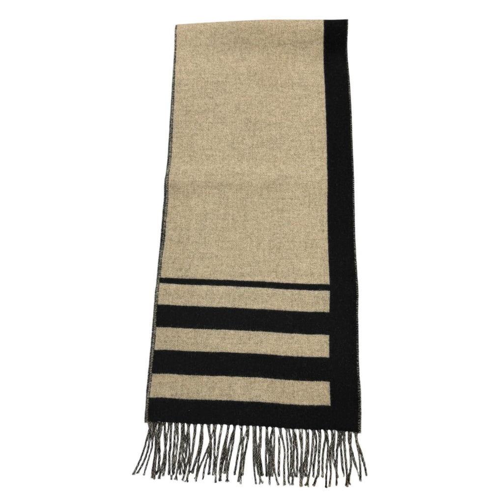 Hermes Love Story Scarf Cashmere with Fringe Horse Pattern Black Beige — view 4