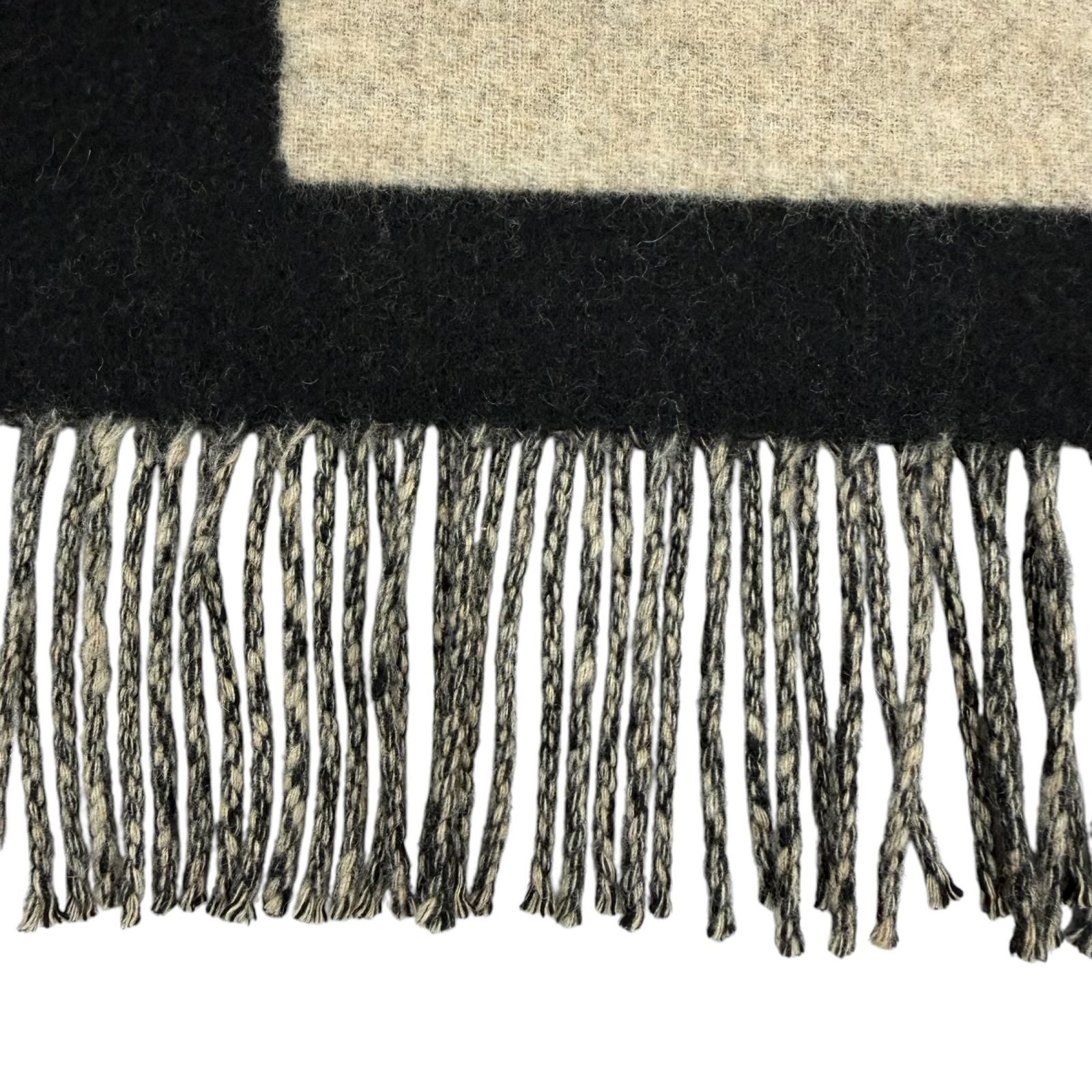 Hermes Love Story Scarf Cashmere with Fringe Horse Pattern Black Beige — view 8