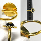 Dior Petit CD Baroque Stud Ring L Metal Resin Pearl Black Gold — view 8