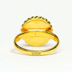 Dior Petit CD Baroque Stud Ring L Metal Resin Pearl Black Gold — view 4