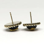 Dior Petit CD Baroque Stud Earrings Metal Resin Pearl Black Gold 1 Pair