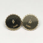 Dior Petit CD Baroque Stud Earrings Metal Resin Pearl Black Gold 1 Pair