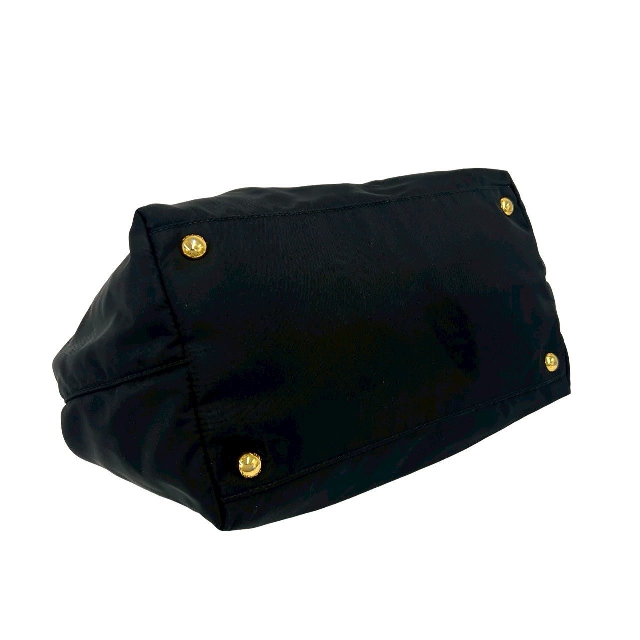 Prada Logo Ribbon Motif Nylon Leather Handbag Mini Tote Black — view 7