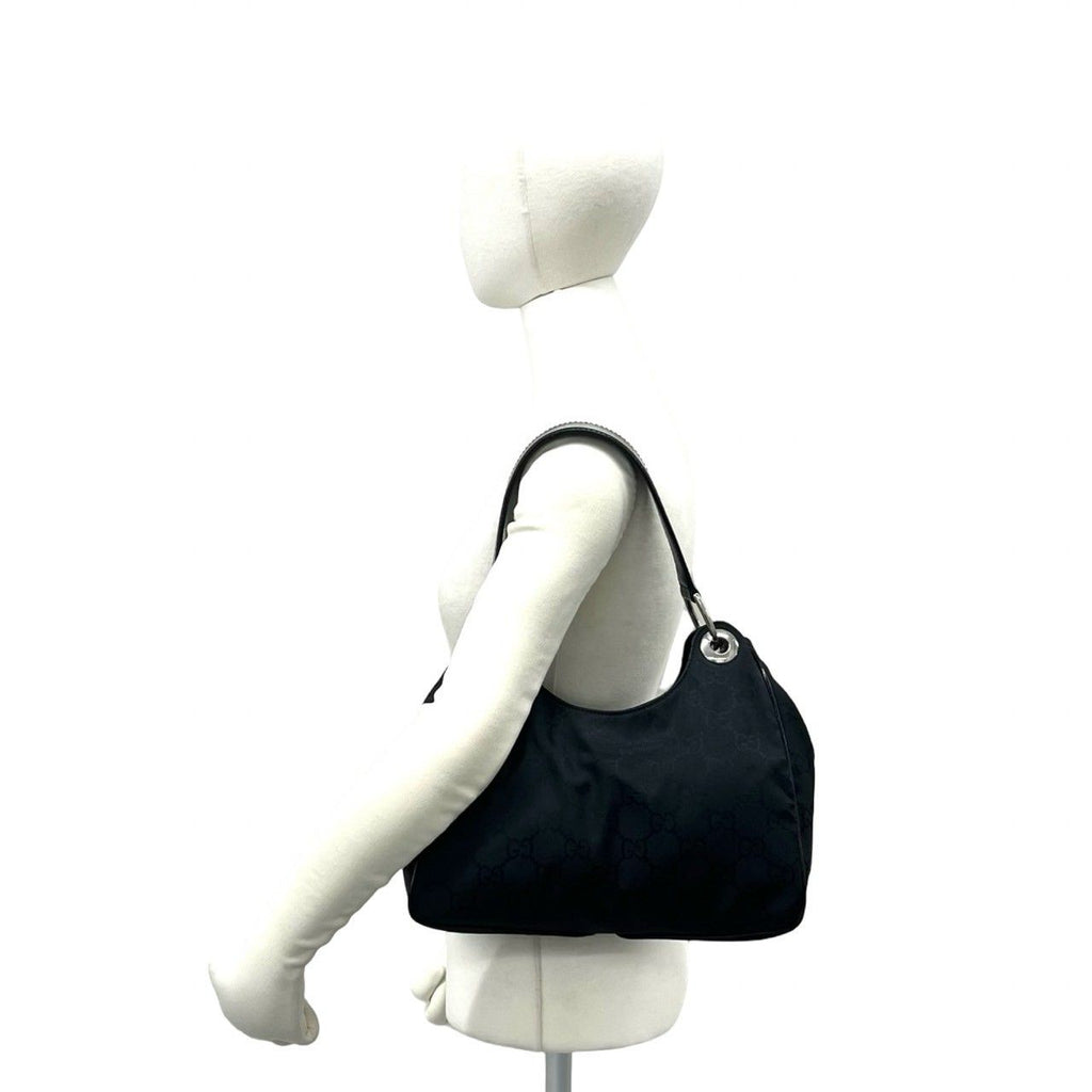 Gucci GG Pattern Nylon Leather Shoulder Bag Semi Black — view 2