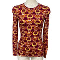Hermes Long Sleeve Stretch Top Polyamide Red Multicolor Fine Daily Practical