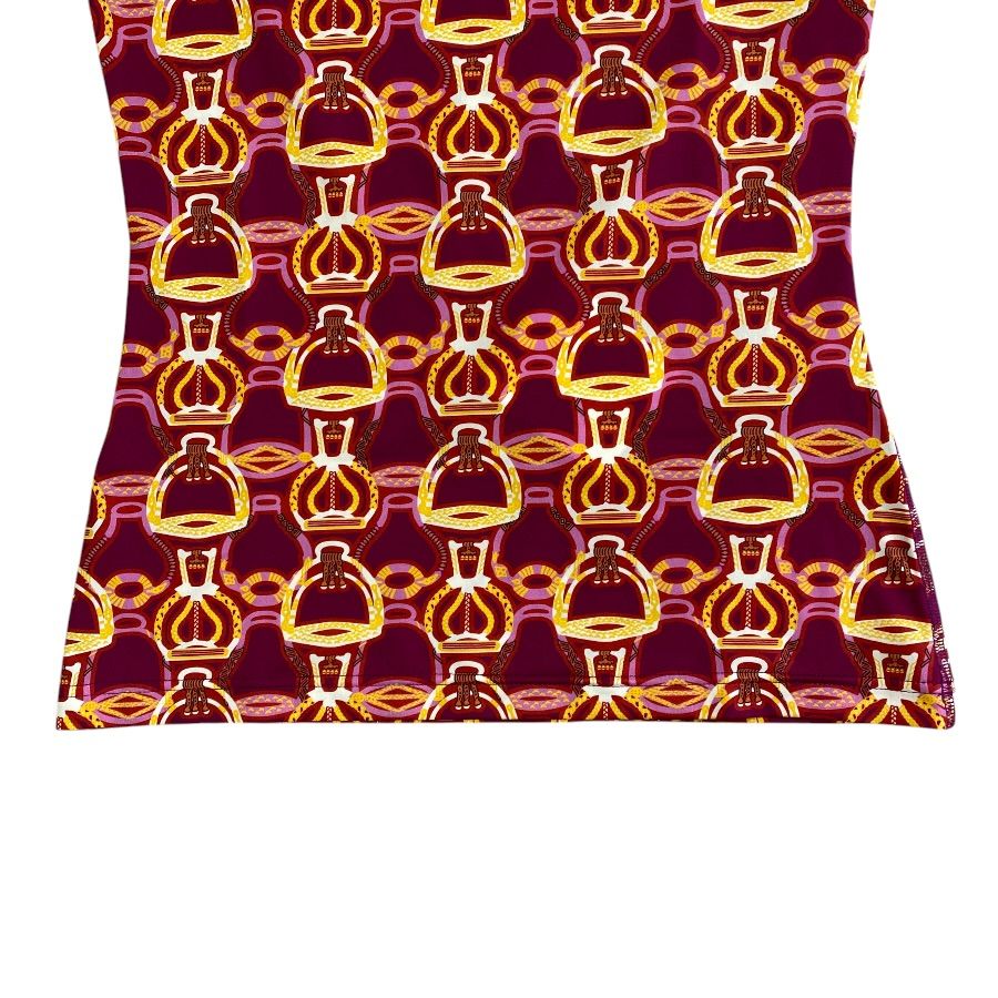 Hermes Long Sleeve Stretch Top Polyamide Red Multicolor Fine Daily Practical — view 7