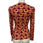 Hermes Long Sleeve Stretch Top Polyamide Red Multicolor Fine Daily Practical — view 3