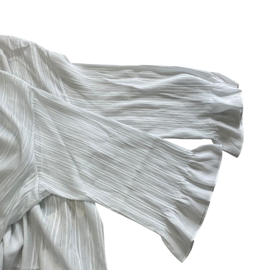 Hermes Sheer Top Overshirt Blouse with Camisole Silk White High Quality Daily — view 7