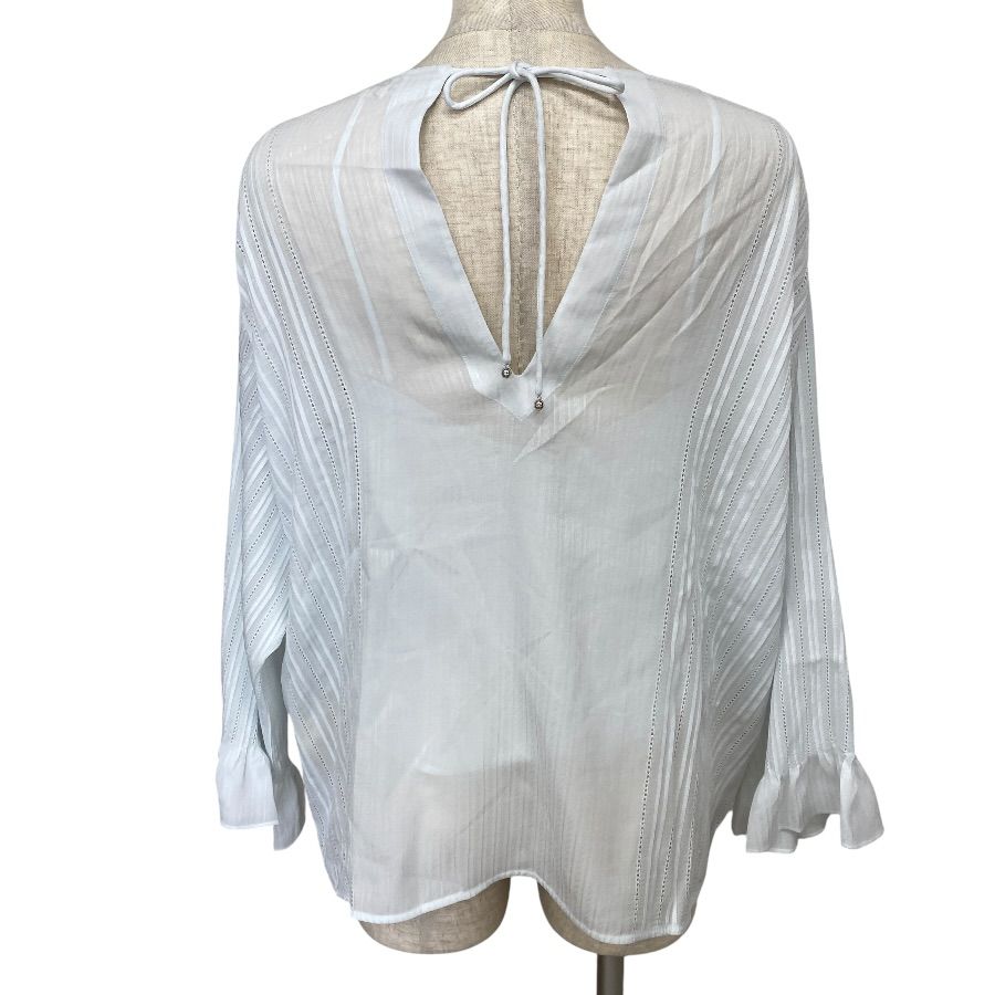 Hermes Sheer Top Overshirt Blouse with Camisole Silk White High Quality Daily — view 3
