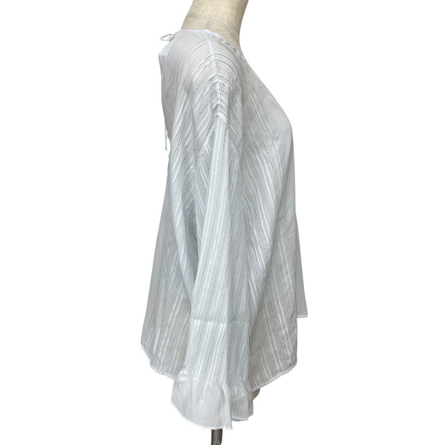 Hermes Sheer Top Overshirt Blouse with Camisole Silk White High Quality Daily — view 4