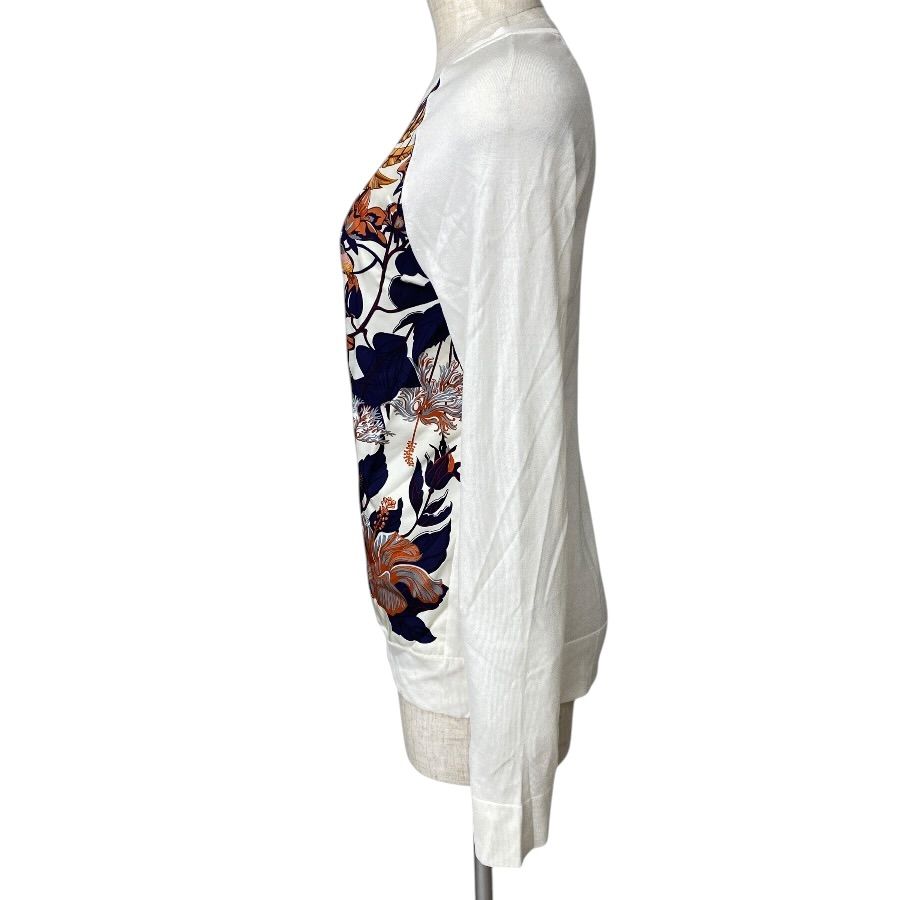 Hermes Twill Rene Knit Long Sleeve Top Silk White High Quality Daily Practical — view 4