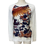Hermes Twill Rene Knit Long Sleeve Top Silk White High Quality Daily Practical