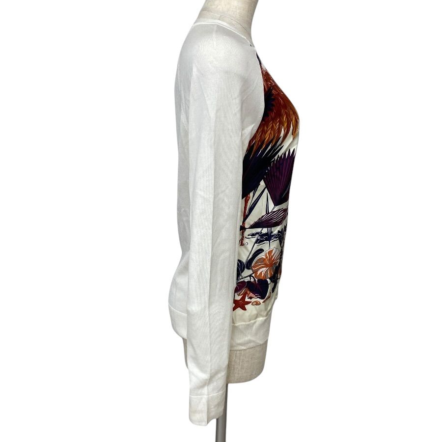 Hermes Twill Rene Knit Long Sleeve Top Silk White High Quality Daily Practical — view 3