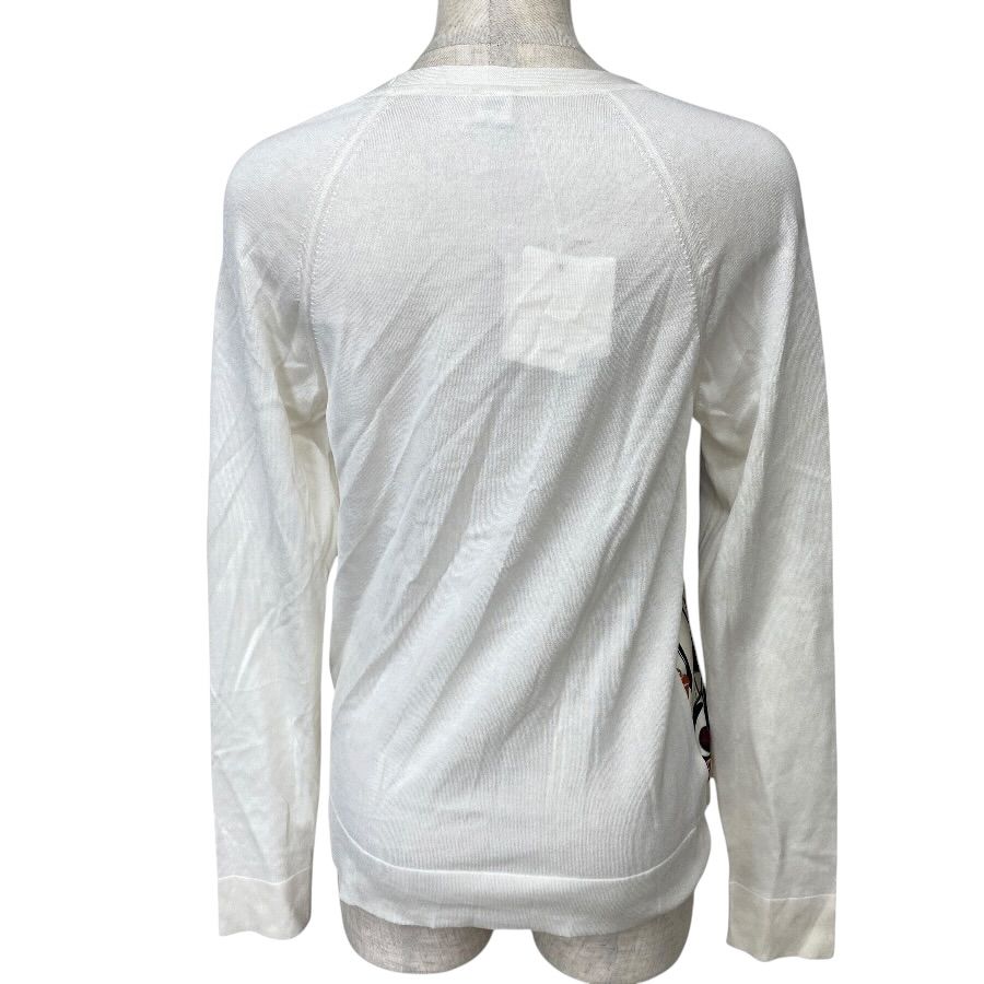Hermes Twill Rene Knit Long Sleeve Top Silk White High Quality Daily Practical — view 2