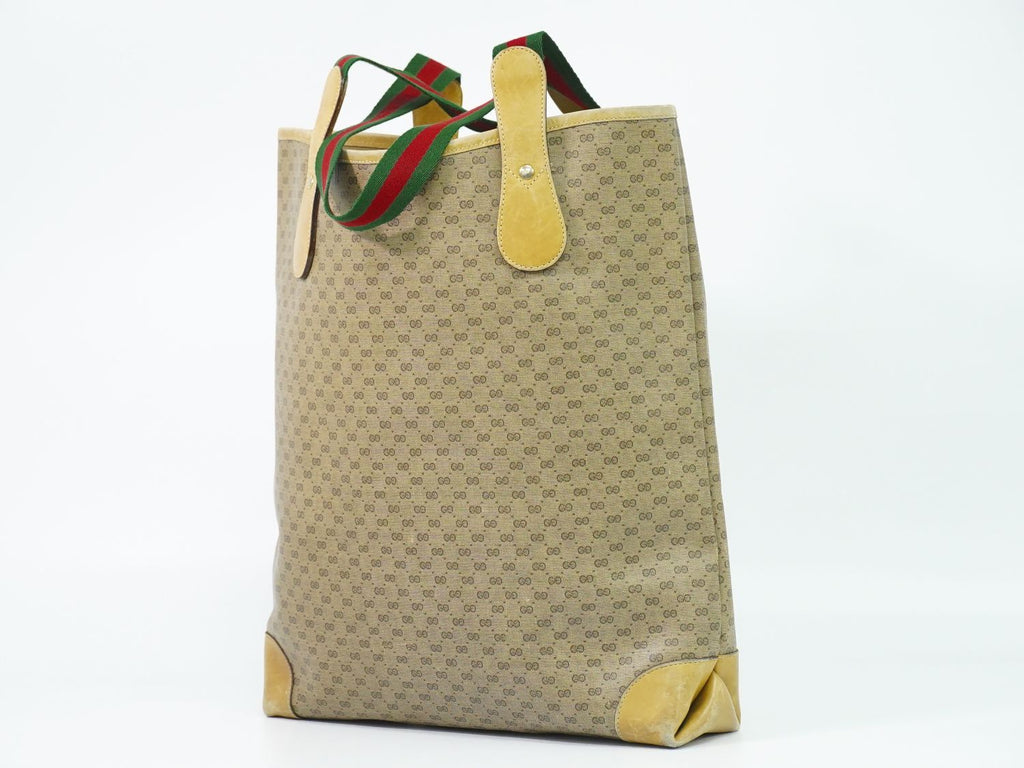 Gucci Vintage Sherry Line Micro GG Shoulder Bag Tote Brown — view 2