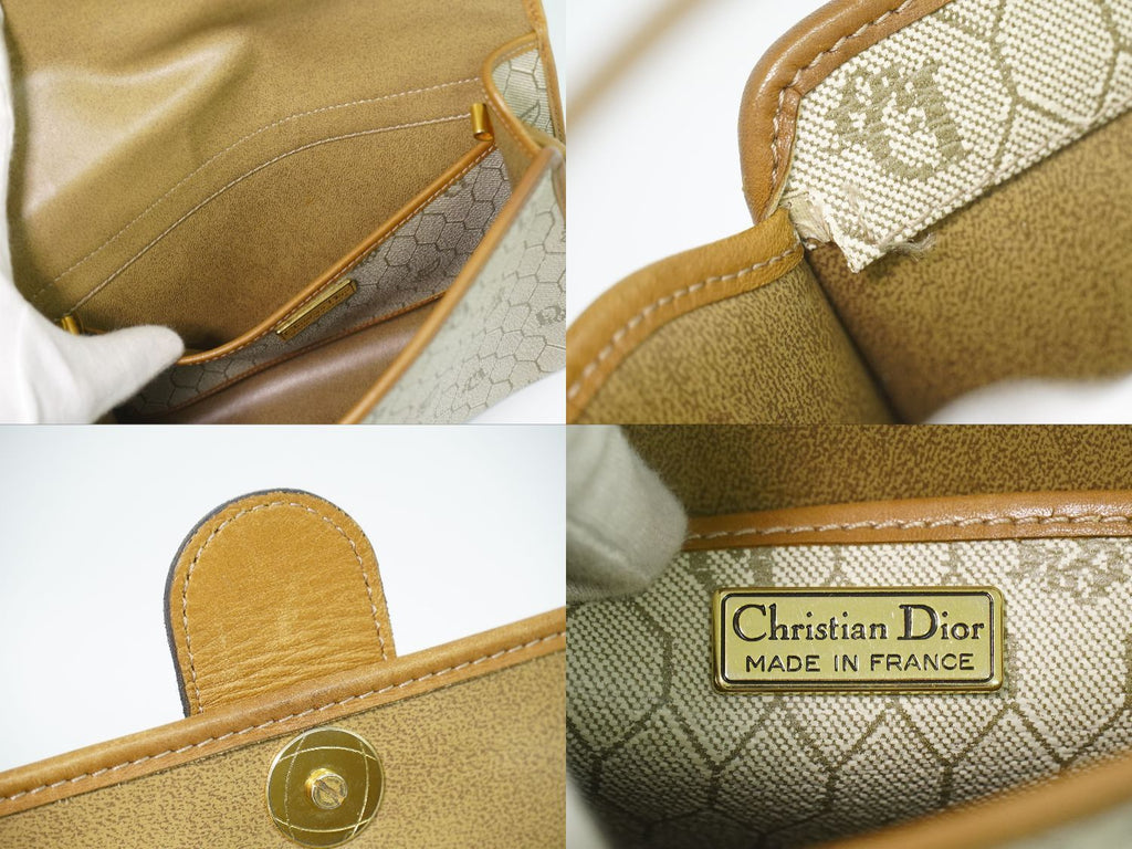 Dior Honeycomb Pattern Shoulder Bag Pochette Beige — view 9
