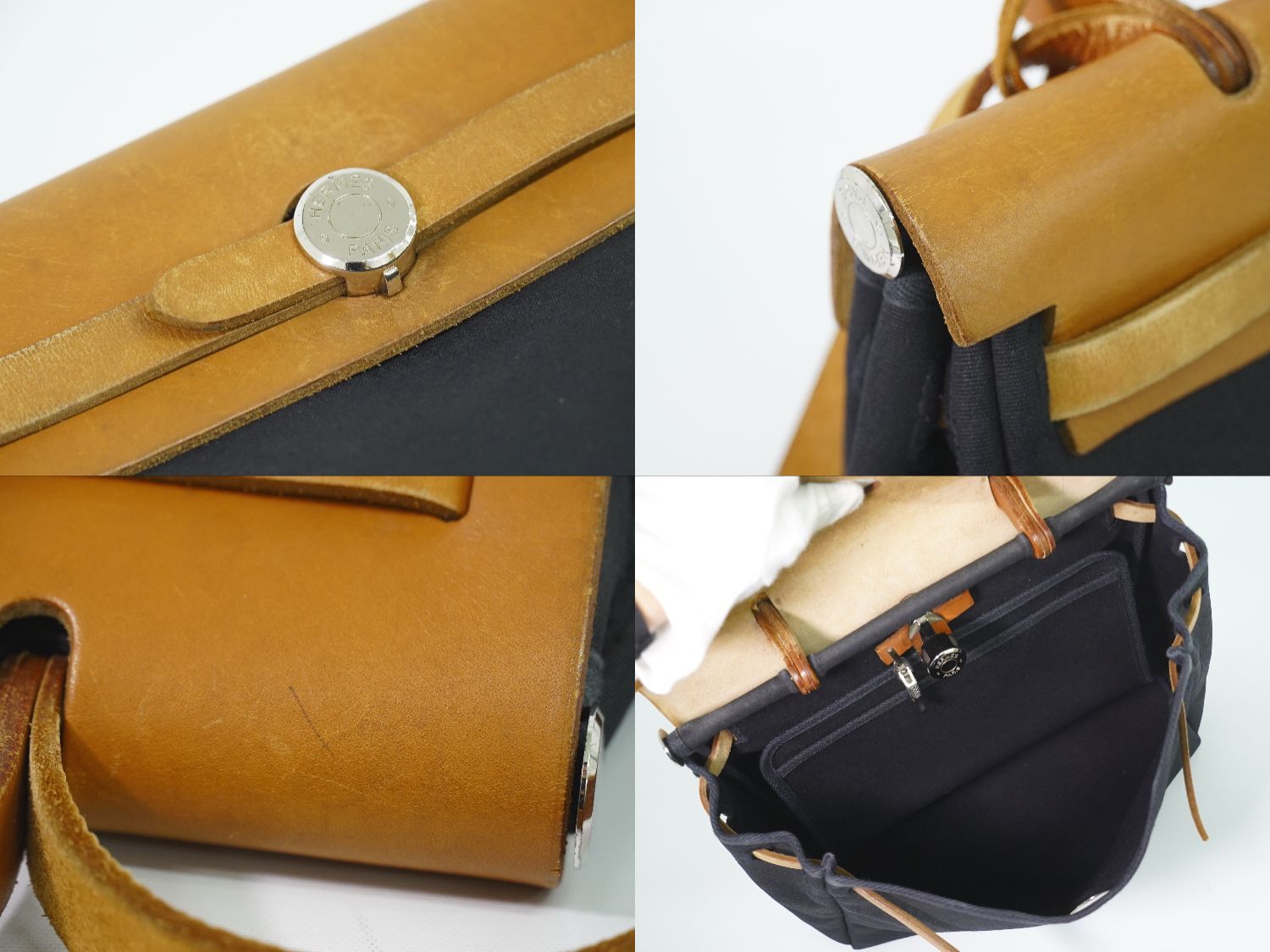 Hermes Herbag PM 2-Way Shoulder Bag Canvas Black — view 7