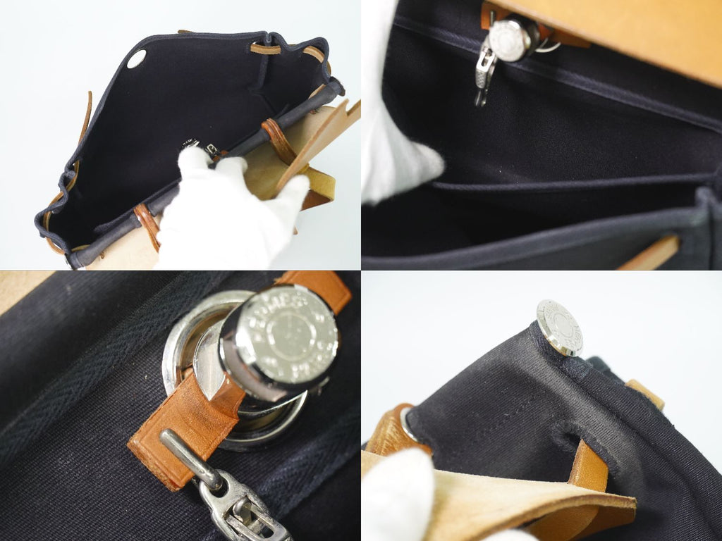 Hermes Herbag PM 2-Way Shoulder Bag Canvas Black — view 8