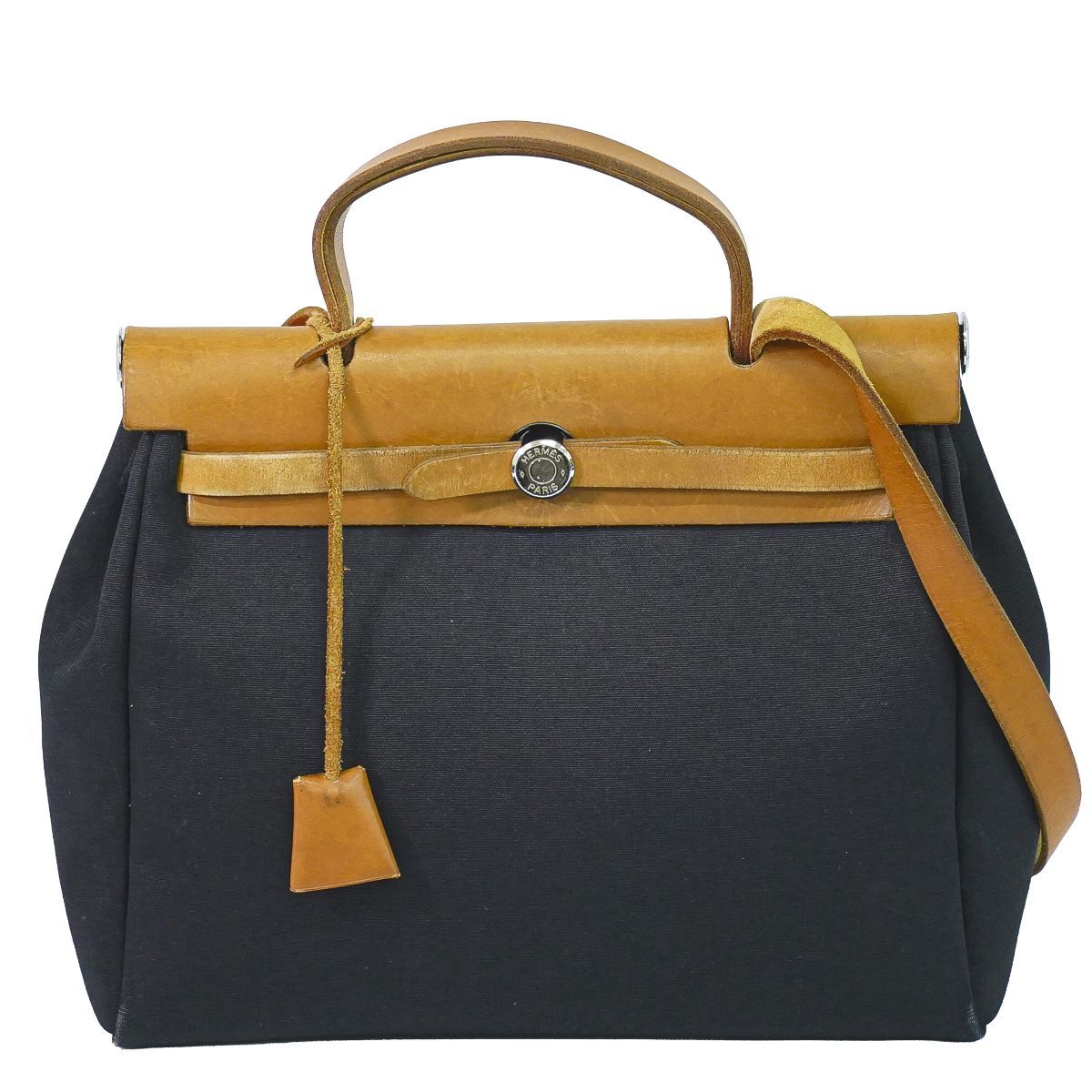 Hermes Herbag PM 2-Way Shoulder Bag Canvas Black