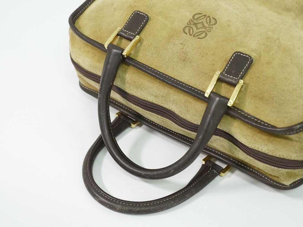 Loewe Amazona 32 Anagram Mini Boston Bag Suede Leather Beige — view 4