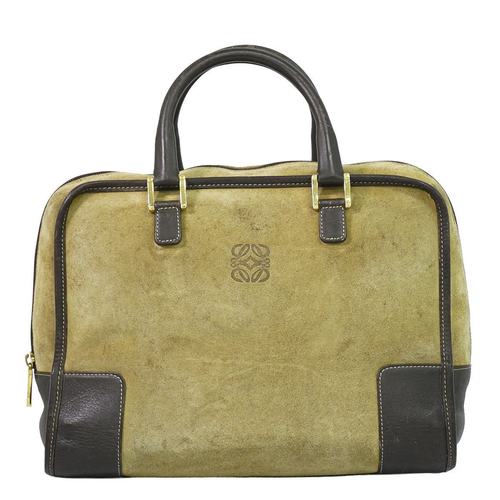 Loewe Amazona 32 Anagram Mini Boston Bag Suede Leather Beige