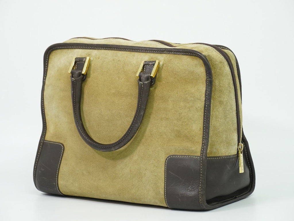 Loewe Amazona 32 Anagram Mini Boston Bag Suede Leather Beige — view 2