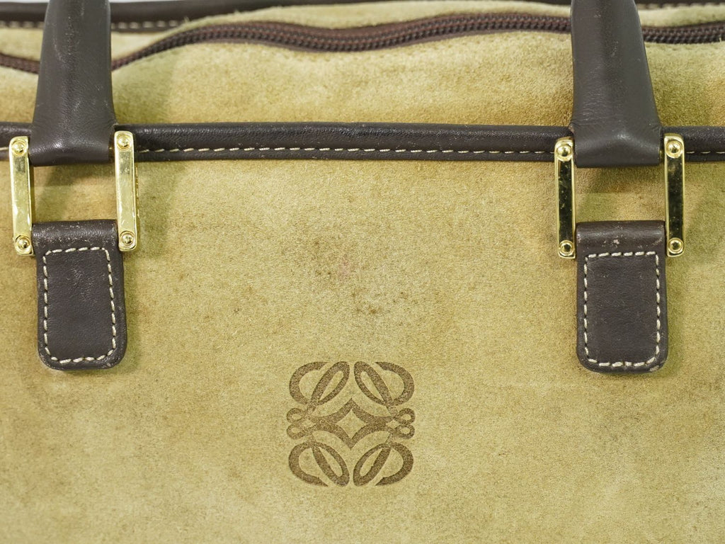 Loewe Amazona 32 Anagram Mini Boston Bag Suede Leather Beige — view 7