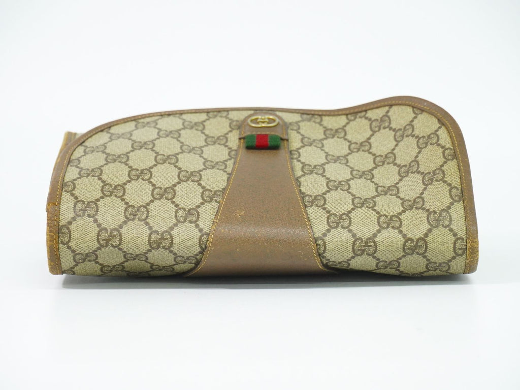 Gucci Vintage Sherry Line GG Supreme Clutch Beige