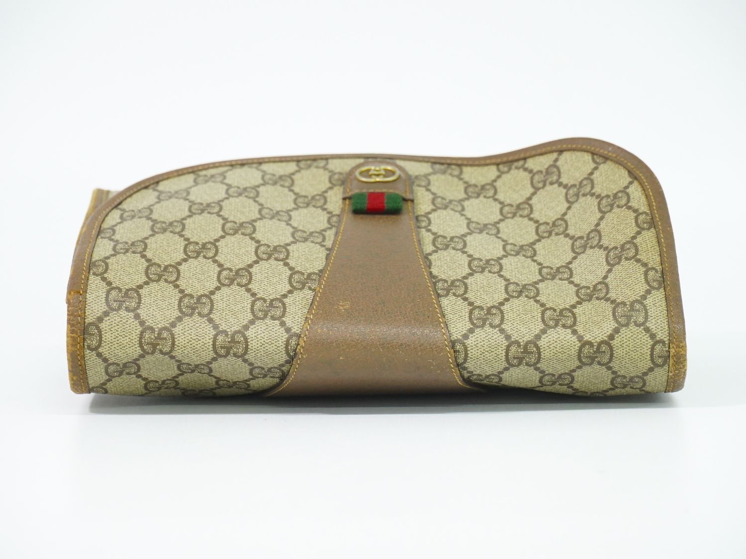Gucci Vintage Sherry Line GG Supreme Clutch Beige