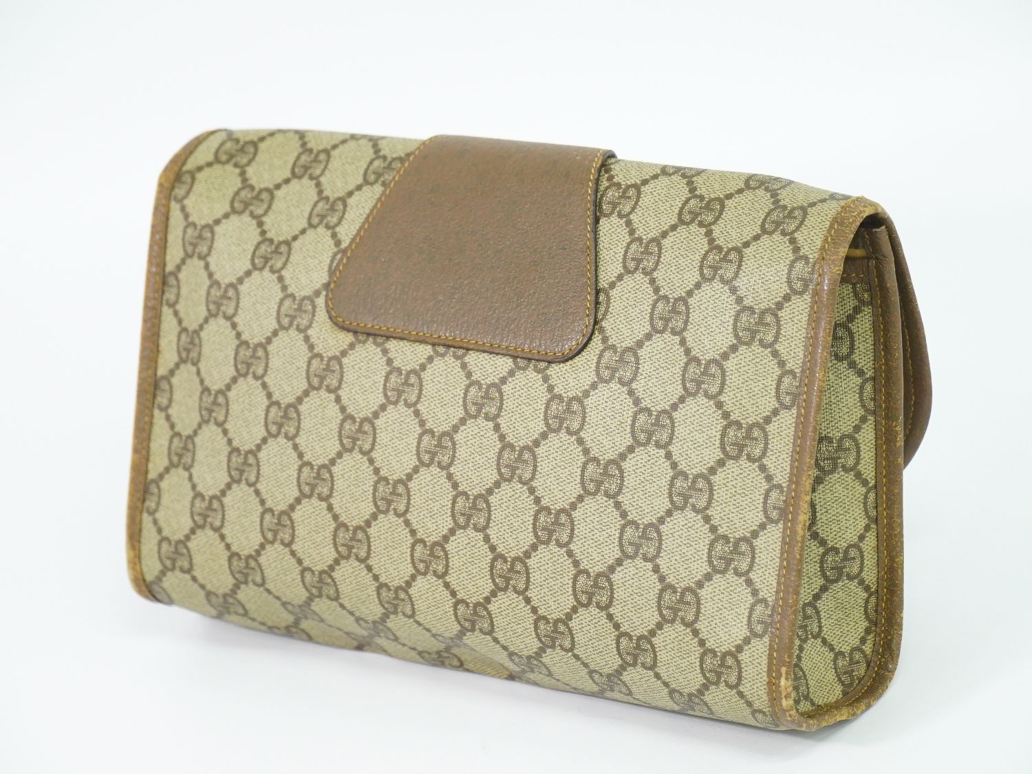 Gucci Vintage Sherry Line GG Supreme Clutch Beige
