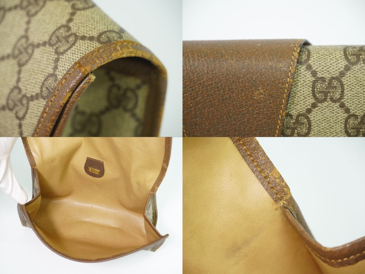 Gucci Vintage Sherry Line GG Supreme Clutch Beige