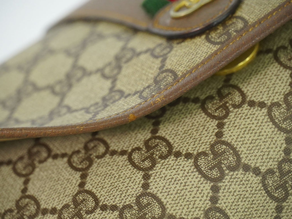 Gucci Vintage Sherry Line GG Supreme Clutch Beige