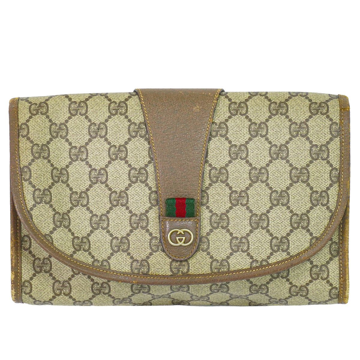 Gucci Vintage Sherry Line GG Supreme Clutch Beige