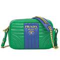 Prada Diagram Chain Shoulder Bag Pochette Leather Green Blue Diagramme