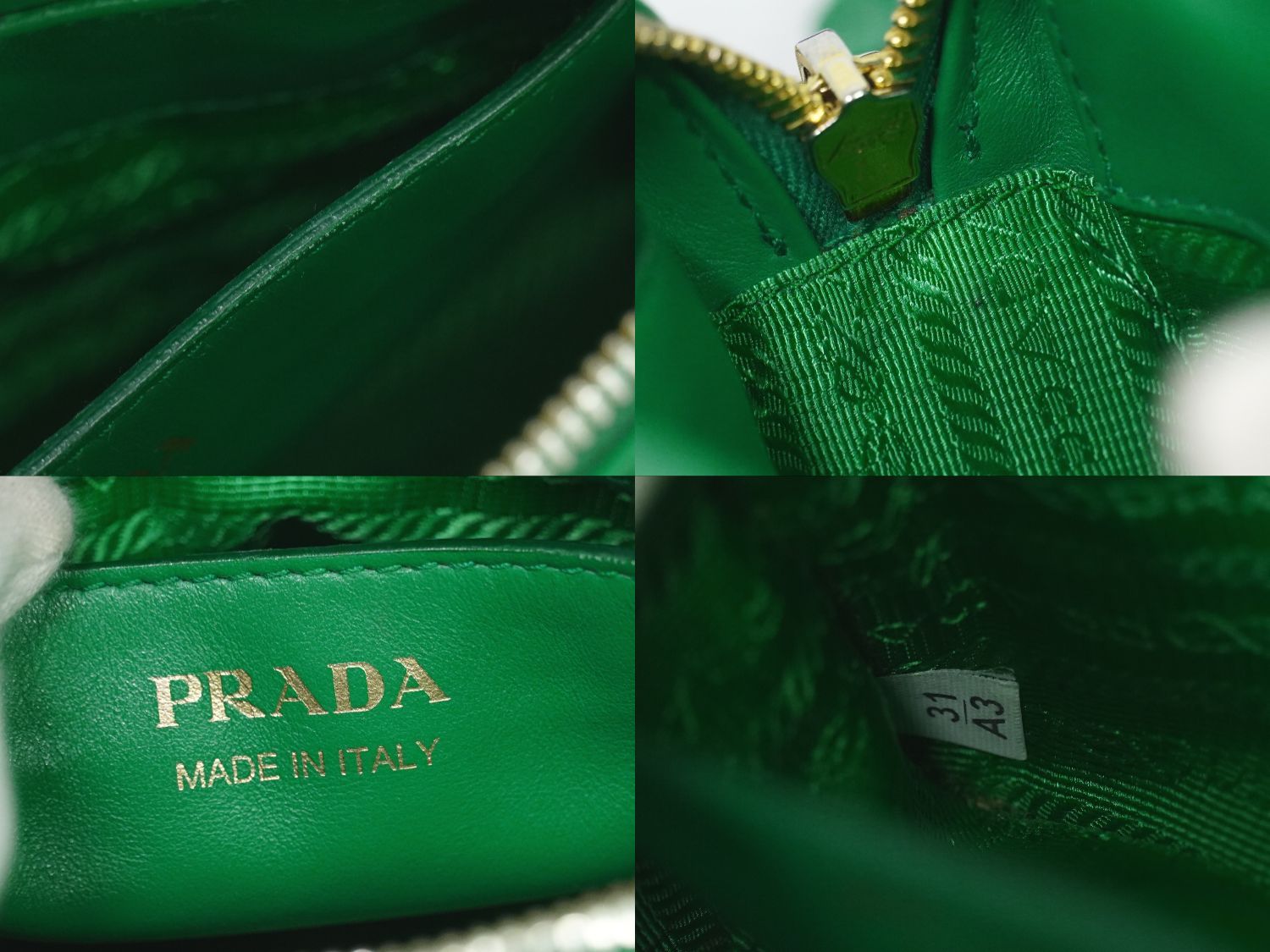 Prada Diagram Chain Shoulder Bag Pochette Leather Green Blue Diagramme — view 9