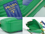 Prada Diagram Chain Shoulder Bag Pochette Leather Green Blue Diagramme — view 7