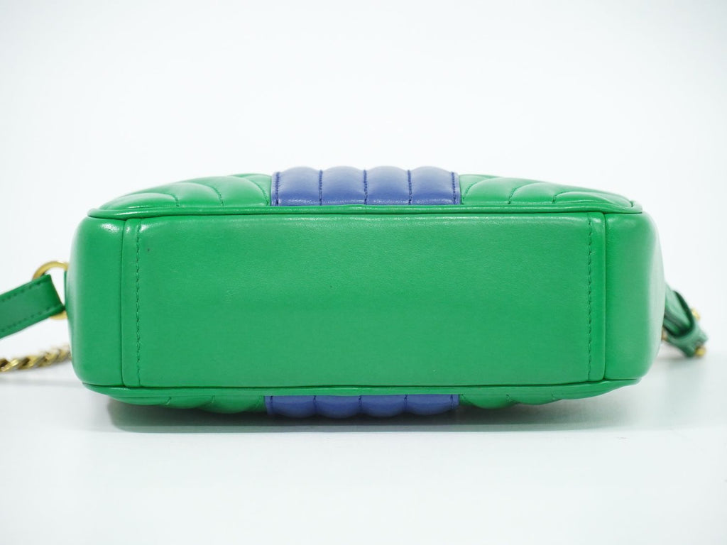 Prada Diagram Chain Shoulder Bag Pochette Leather Green Blue Diagramme — view 3