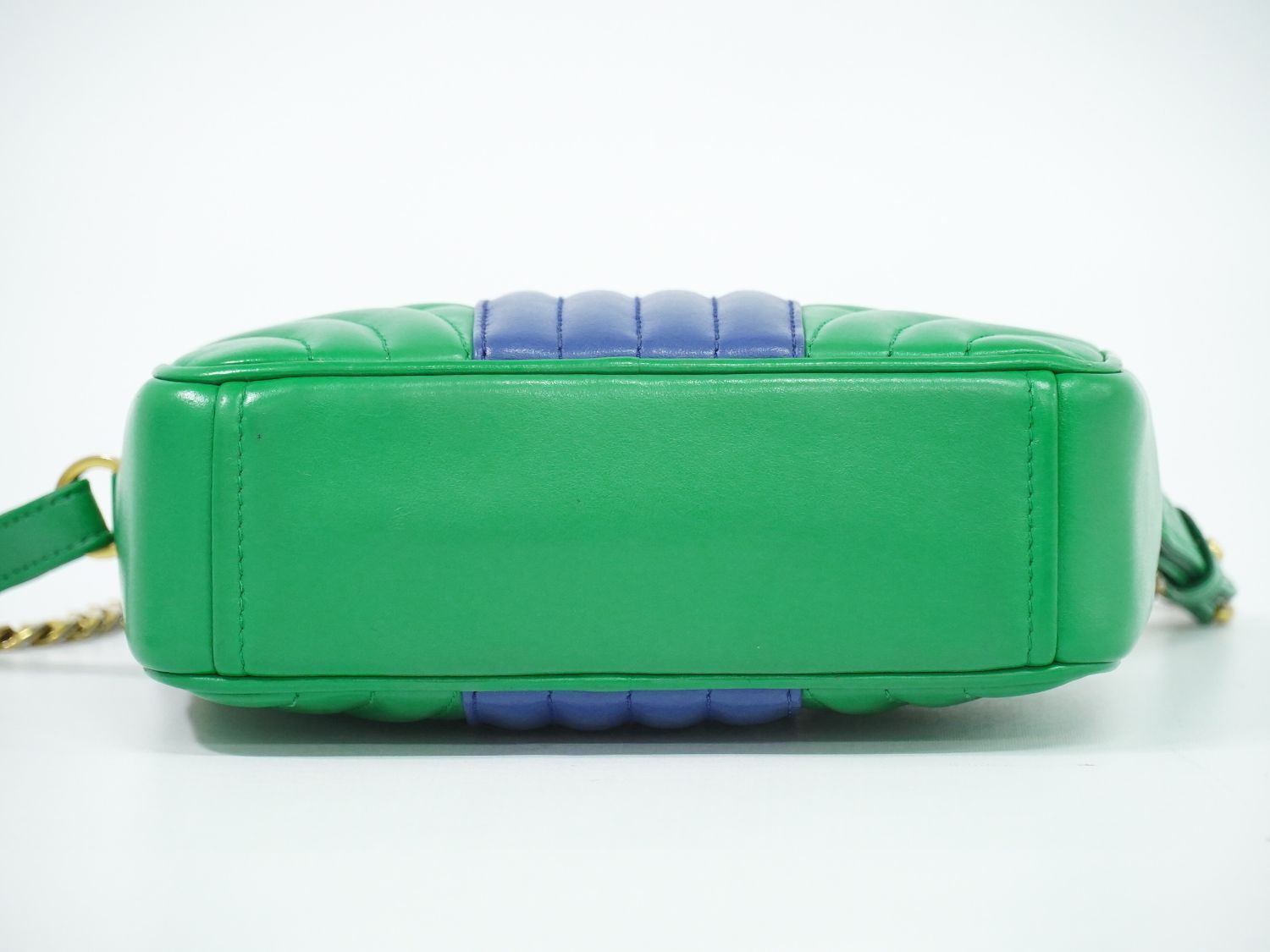 Prada Diagram Chain Shoulder Bag Pochette Leather Green Blue Diagramme — view 3