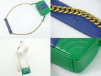 Prada Diagram Chain Shoulder Bag Pochette Leather Green Blue Diagramme — view 6