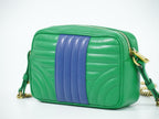 Prada Diagram Chain Shoulder Bag Pochette Leather Green Blue Diagramme — view 2