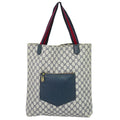 Gucci Vintage Sherry Line GG Supreme Shoulder Bag Tote Navy Shelly