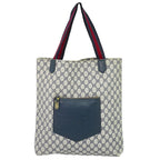 Gucci Vintage Sherry Line GG Supreme Shoulder Bag Tote Navy Shelly