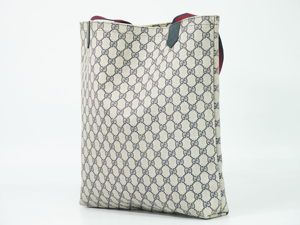 Gucci Vintage Sherry Line GG Supreme Shoulder Bag Tote Navy Shelly — view 2