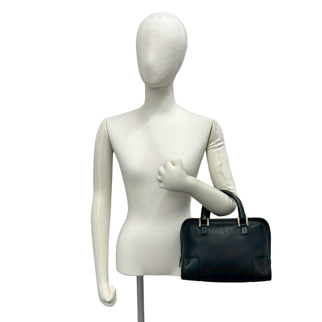 Loewe Vintage Amazona 28 Anagram Logo Leather Mini Boston Bag Black — view 2