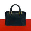 Loewe Vintage Amazona 28 Anagram Logo Leather Mini Boston Bag Black