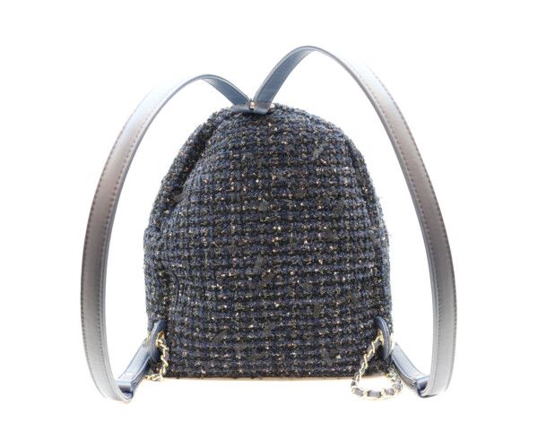 Chanel Navy Fancy Tweed Gold Mini Backpack — view 3