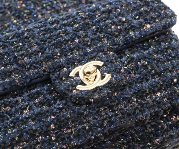 Chanel Navy Fancy Tweed Gold Mini Backpack — view 6