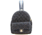 Chanel Navy Fancy Tweed Gold Mini Backpack