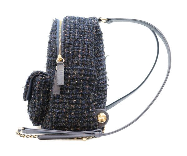 Chanel Navy Fancy Tweed Gold Mini Backpack — view 2